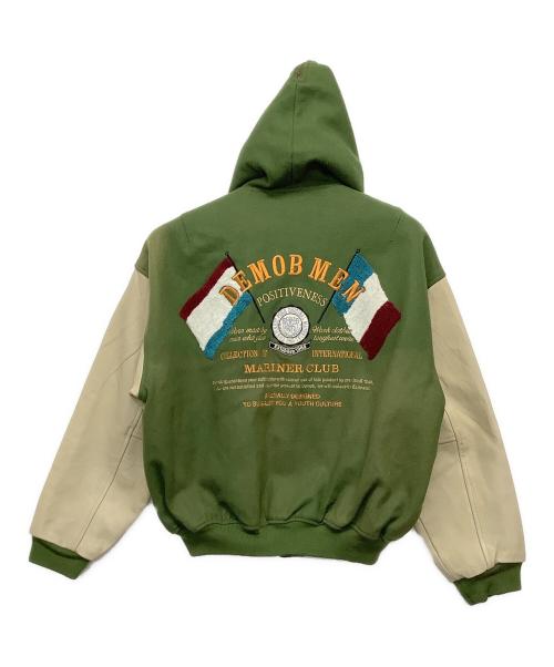 DEMOB（デモア）DEMOB (デモア) フード付スタジャン グリーン×ベージュ サイズ:フリーの古着・服飾アイテム