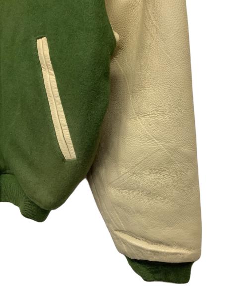 DEMOB（デモア）DEMOB (デモア) フード付スタジャン グリーン×ベージュ サイズ:フリーの古着・服飾アイテム