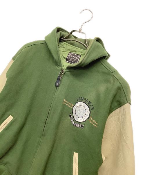 DEMOB（デモア）DEMOB (デモア) フード付スタジャン グリーン×ベージュ サイズ:フリーの古着・服飾アイテム
