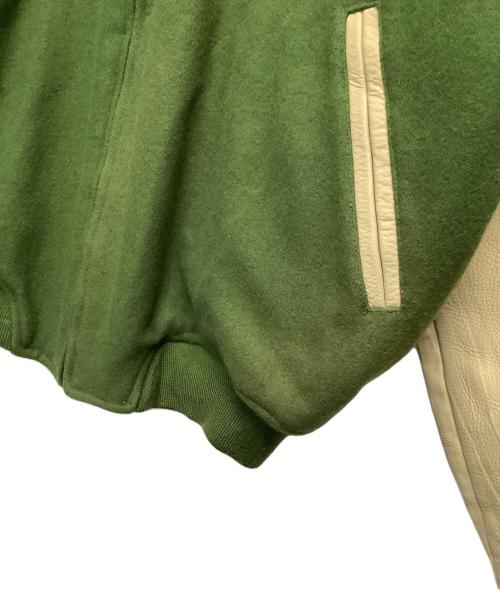 DEMOB（デモア）DEMOB (デモア) フード付スタジャン グリーン×ベージュ サイズ:フリーの古着・服飾アイテム