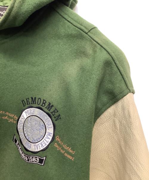 DEMOB（デモア）DEMOB (デモア) フード付スタジャン グリーン×ベージュ サイズ:フリーの古着・服飾アイテム