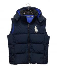 POLO RALPH LAUREN（ポロ・ラルフローレン）の古着「フード付きダウンベスト」｜ネイビー