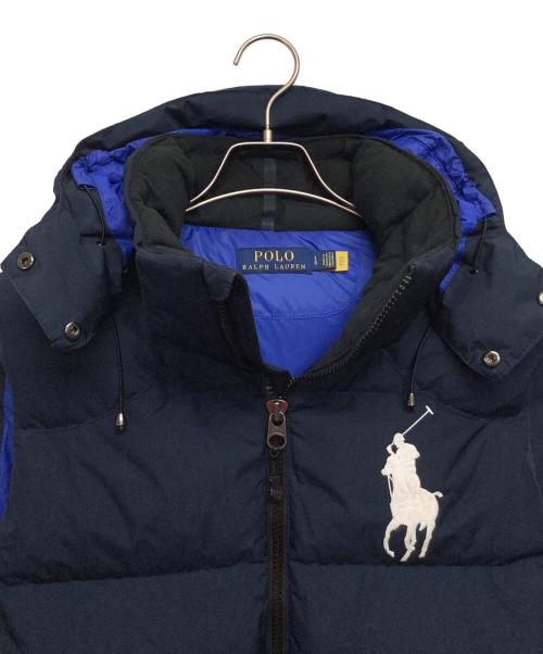 POLO RALPH LAUREN（ポロ・ラルフローレン）POLO RALPH LAUREN (ポロ・ラルフローレン) フード付きダウンベスト ネイビー サイズ: Lの古着・服飾アイテム