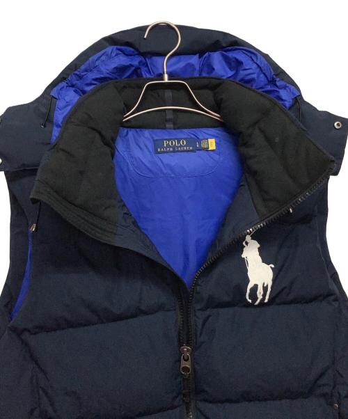 POLO RALPH LAUREN（ポロ・ラルフローレン）POLO RALPH LAUREN (ポロ・ラルフローレン) フード付きダウンベスト ネイビー サイズ: Lの古着・服飾アイテム