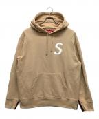 SUPREMEシュプリーム）の古着「S Logo Split Hooded Sweatshirt」｜ベージュ×ブラウン