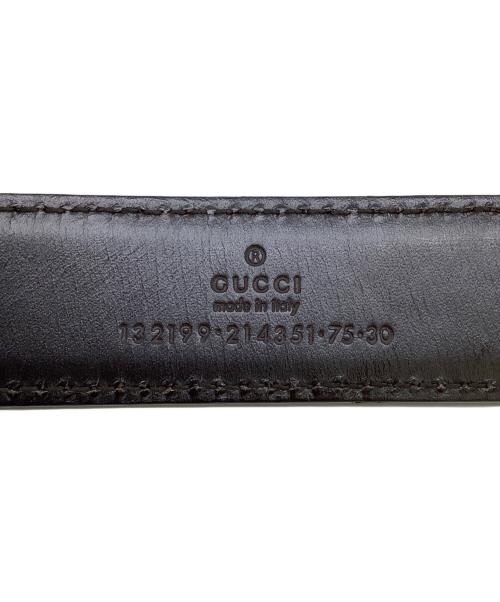 GUCCI（グッチ）GUCCI (グッチ) レザーベルト　GGオーバルロゴバックル ブラック×ブラウンの古着・服飾アイテム