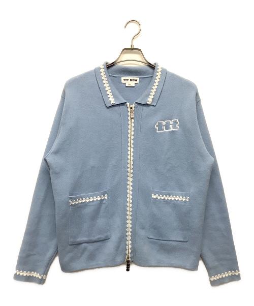 TTT MSW（ティー）TTT MSW (ティー) Knit polo cardigan スカイブルー サイズ:Mの古着・服飾アイテム