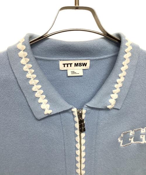 TTT MSW（ティー）TTT MSW (ティー) Knit polo cardigan スカイブルー サイズ:Mの古着・服飾アイテム