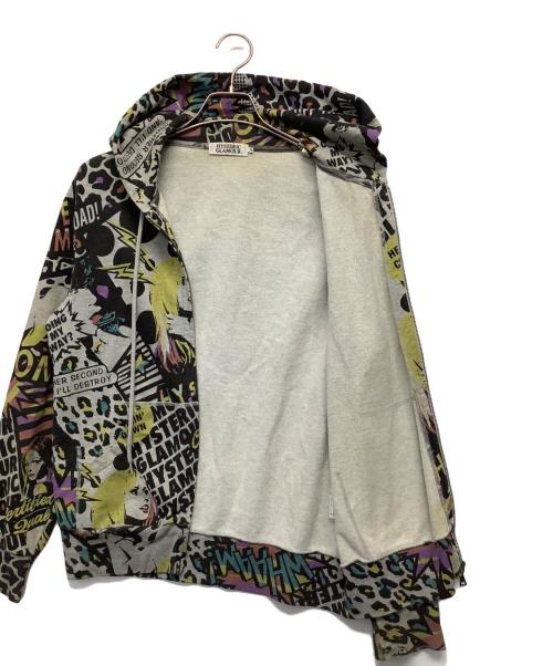 Hysteric Glamour（ヒステリックグラマー）Hysteric Glamour (ヒステリックグラマー) ジップパーカー ライトグレー×ブラック サイズ:Mの古着・服飾アイテム