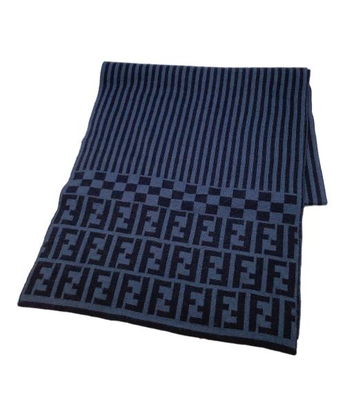 FENDI（フェンディ）FENDI (フェンディ) マフラー ブラック×ブルーの古着・服飾アイテム
