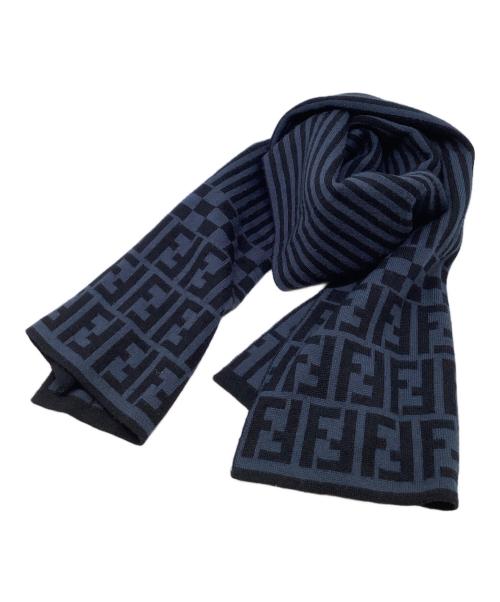 FENDI（フェンディ）FENDI (フェンディ) マフラー ブラック×ブルーの古着・服飾アイテム