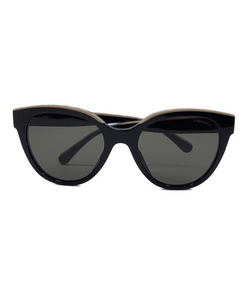 CHANEL（シャネル）CHANEL (シャネル) バタフライシェイプサングラス ブラック×ベージュ サイズ:54□20の古着・服飾アイテム