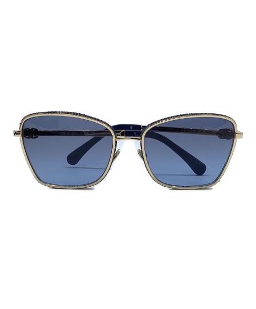 CHANEL（シャネル）CHANEL (シャネル) キャッツアイシェイプサングラス ブルー×ゴールド サイズ:57□18の古着・服飾アイテム