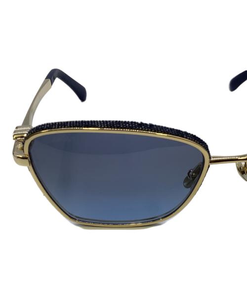 CHANEL（シャネル）CHANEL (シャネル) キャッツアイシェイプサングラス ブルー×ゴールド サイズ:57□18の古着・服飾アイテム