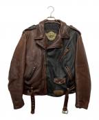 EMPORIO ARMANIエンポリオアルマーニ）の古着「レザーライダースジャケット」｜ブラック×ブラウン