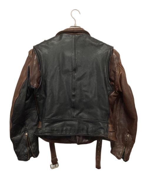 EMPORIO ARMANI（エンポリオアルマーニ）EMPORIO ARMANI (エンポリオアルマーニ) レザーライダースジャケット ブラック×ブラウン サイズ:48の古着・服飾アイテム