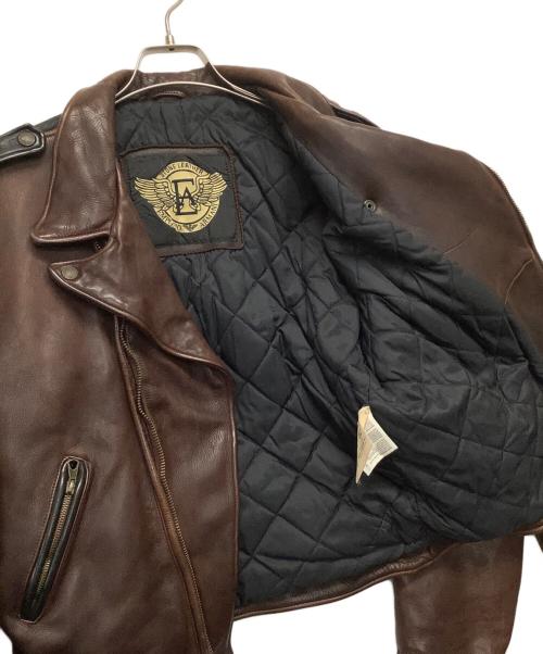 EMPORIO ARMANI（エンポリオアルマーニ）EMPORIO ARMANI (エンポリオアルマーニ) レザーライダースジャケット ブラック×ブラウン サイズ:48の古着・服飾アイテム