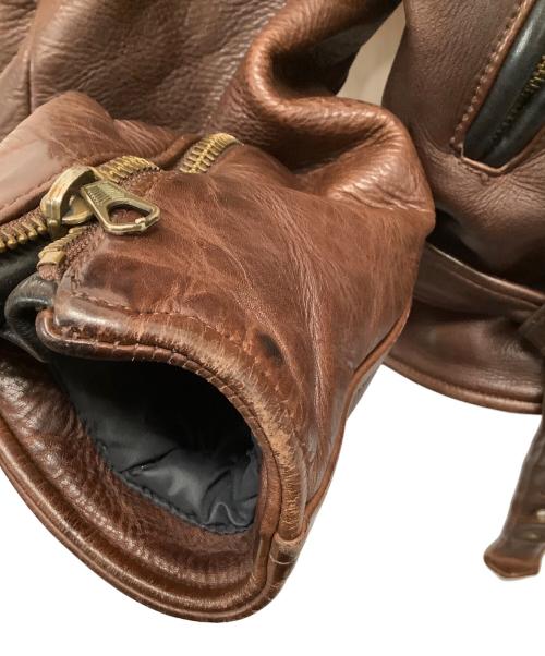 EMPORIO ARMANI（エンポリオアルマーニ）EMPORIO ARMANI (エンポリオアルマーニ) レザーライダースジャケット ブラック×ブラウン サイズ:48の古着・服飾アイテム