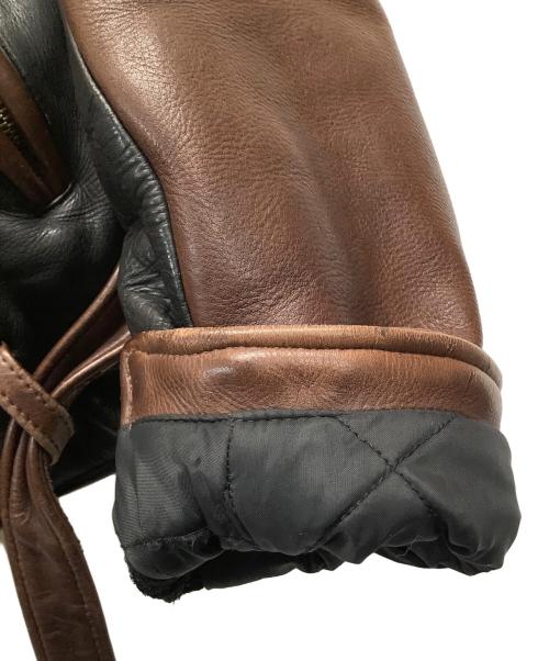 EMPORIO ARMANI（エンポリオアルマーニ）EMPORIO ARMANI (エンポリオアルマーニ) レザーライダースジャケット ブラック×ブラウン サイズ:48の古着・服飾アイテム