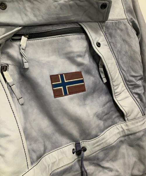 NAPAPIJRI（ナパピリ）NAPAPIJRI (ナパピリ) ダウンジャケット グレー×ブルー サイズ:40の古着・服飾アイテム