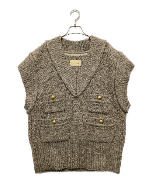 Curensology（カレンソロジー）Curensology (カレンソロジー) ツイーディヤーンニットベスト ベージュ サイズ:Fの古着・服飾アイテム