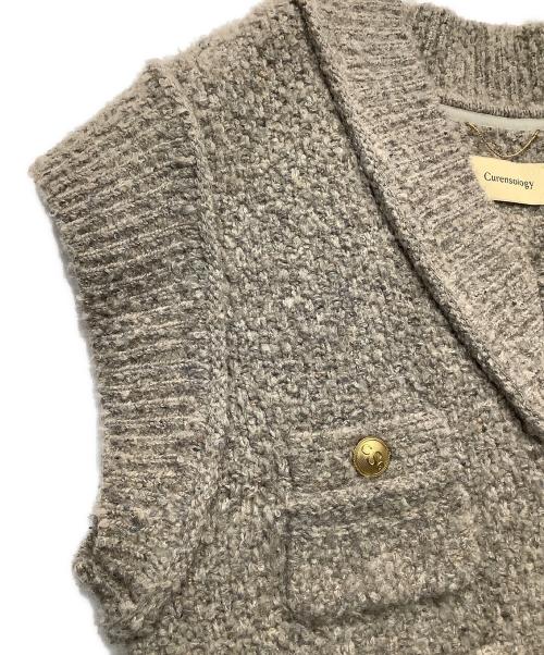 Curensology（カレンソロジー）Curensology (カレンソロジー) ツイーディヤーンニットベスト ベージュ サイズ:Fの古着・服飾アイテム