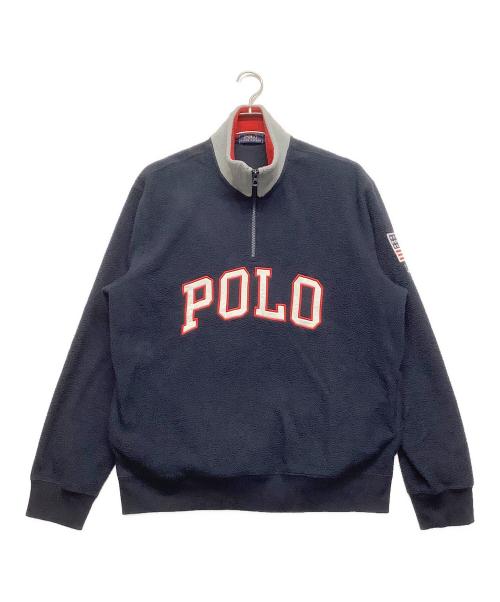 POLO RALPH LAUREN（ポロ・ラルフローレン）POLO RALPH LAUREN (ポロ・ラルフローレン) フリースハーフジップスウェット ネイビー サイズ:Lの古着・服飾アイテム