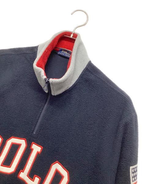 POLO RALPH LAUREN（ポロ・ラルフローレン）POLO RALPH LAUREN (ポロ・ラルフローレン) フリースハーフジップスウェット ネイビー サイズ:Lの古着・服飾アイテム