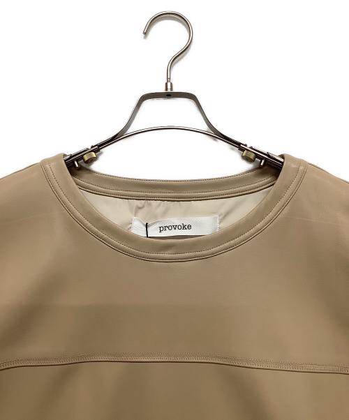 provoke（プロヴォーク）provoke (プロヴォーク) フェイクレザーＴシャツ ベージュ サイズ:FREEの古着・服飾アイテム