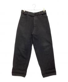 COMOLI（コモリ）の古着「ベルテッドデニムパンツ」｜ブラック