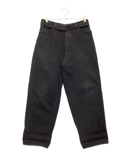COMOLI（コモリ）COMOLI (コモリ) ベルテッドデニムパンツ ブラック サイズ:SIZE 2の古着・服飾アイテム
