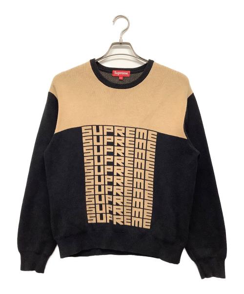 SUPREME（シュプリーム）SUPREME (シュプリーム) Logo Repeat Sweater ブラウン×ブラック サイズ:Sの古着・服飾アイテム