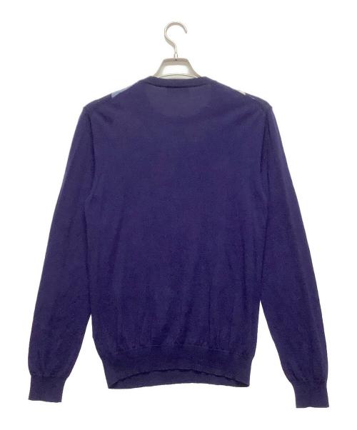 PRADA（プラダ）PRADA (プラダ) 薄手ニット ブルー×ホワイト サイズ:XLの古着・服飾アイテム