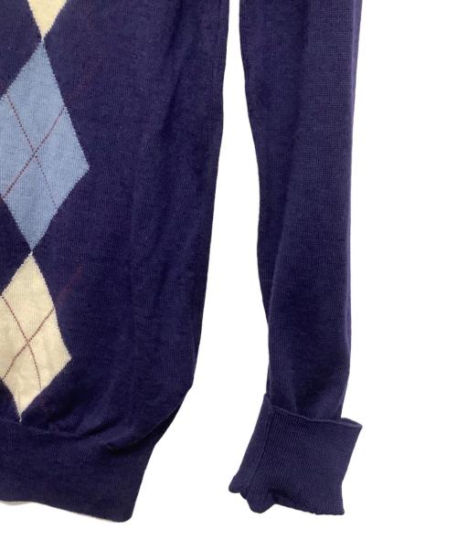 PRADA（プラダ）PRADA (プラダ) 薄手ニット ブルー×ホワイト サイズ:XLの古着・服飾アイテム