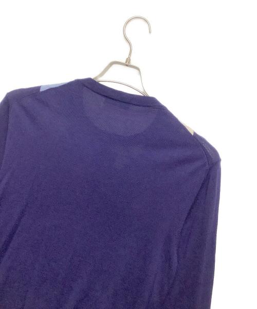 PRADA（プラダ）PRADA (プラダ) 薄手ニット ブルー×ホワイト サイズ:XLの古着・服飾アイテム