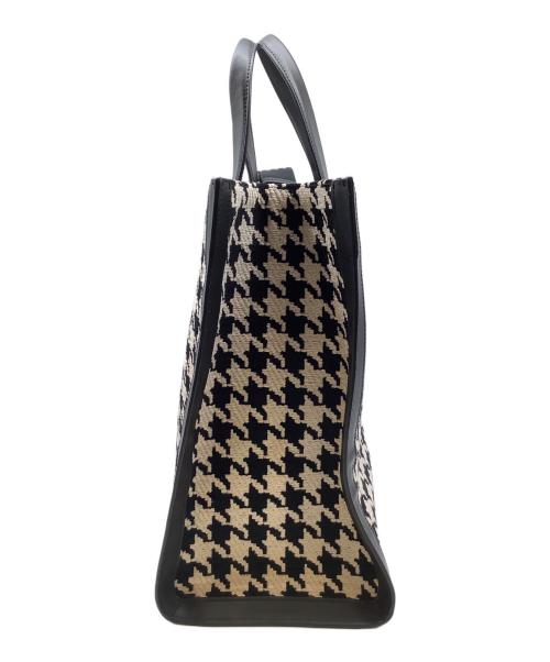 Kate Spade（ケイトスペード）Kate Spade (ケイトスペード) マンハッタン ハウンド トゥース ラージ トート ベージュ×ブラックの古着・服飾アイテム