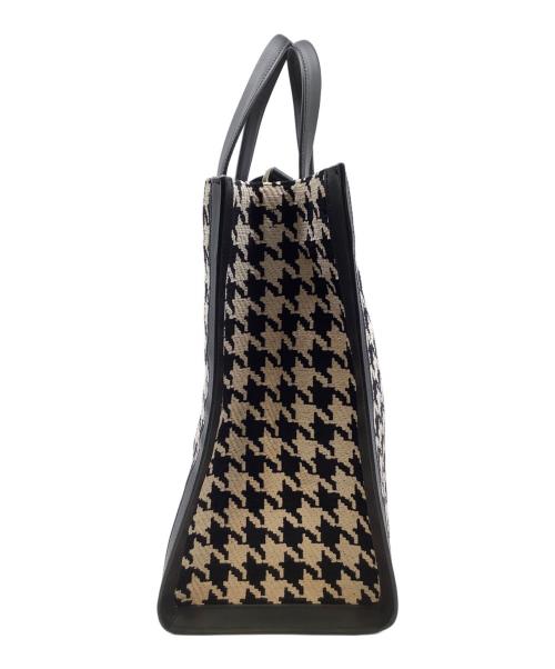Kate Spade（ケイトスペード）Kate Spade (ケイトスペード) マンハッタン ハウンド トゥース ラージ トート ベージュ×ブラックの古着・服飾アイテム