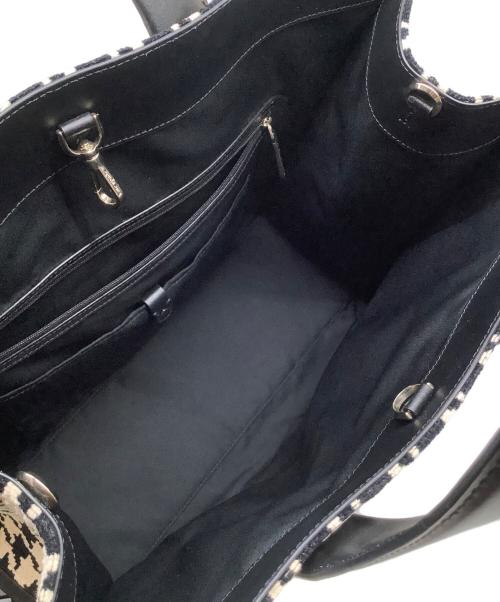 Kate Spade（ケイトスペード）Kate Spade (ケイトスペード) マンハッタン ハウンド トゥース ラージ トート ベージュ×ブラックの古着・服飾アイテム