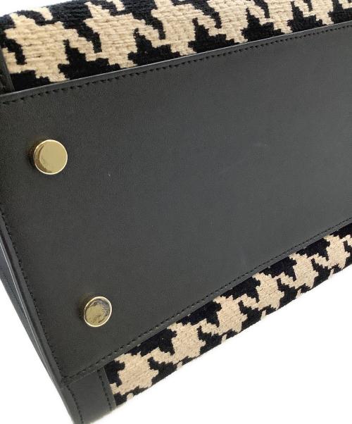 Kate Spade（ケイトスペード）Kate Spade (ケイトスペード) マンハッタン ハウンド トゥース ラージ トート ベージュ×ブラックの古着・服飾アイテム