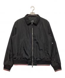 ARMANI EXCHANGE（アルマーニ エクスチェンジ）の古着「ラインリブ ブルゾン」｜ブラック