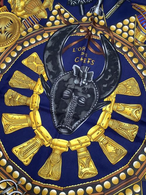 HERMES（エルメス）HERMES (エルメス) シルクスカーフ ネイビーの古着・服飾アイテム