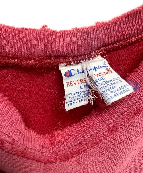 Champion REVERSE WEAVE（チャンピオン リバース ウィーブ）Champion REVERSE WEAVE (チャンピオン リバース ウィーブ) 90'sダメージスウェット　Champion REVERSE WEAVE レッド サイズ:Lの古着・服飾アイテム
