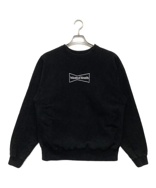 WASTED YOUTH（ウェイステッドユース）Wasted Youth (ウェイステッドユース) ロゴ刺繍スウェット ブラック サイズ:Mの古着・服飾アイテム