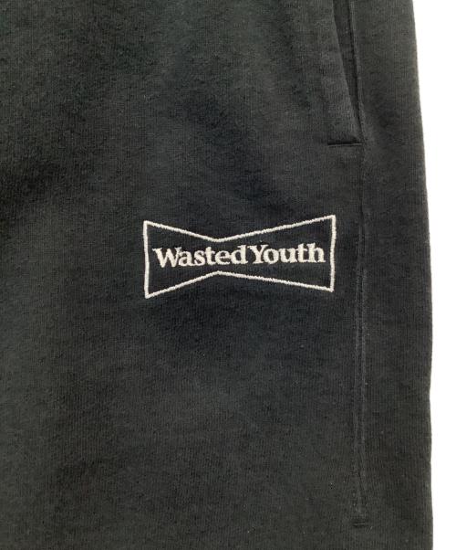 WASTED YOUTH（ウェイステッドユース）WASTED YOUTH (ウェイステッドユース) ロゴ刺繍スウェットパンツ ブラック サイズ:XLの古着・服飾アイテム