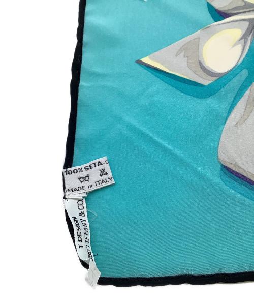 TIFFANY & Co.（ティファニー アンド コー）TIFFANY & Co. (ティファニー アンド コー) シルクスカーフ ブルー×ブラックの古着・服飾アイテム