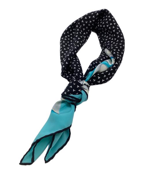 TIFFANY & Co.（ティファニー アンド コー）TIFFANY & Co. (ティファニー アンド コー) シルクスカーフ ブルー×ブラックの古着・服飾アイテム