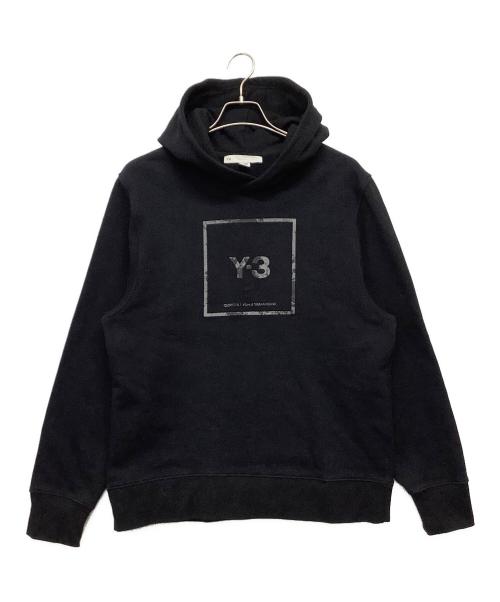 adidas（アディダス）adidas (アディダス) Y-3 (ワイスリー) U SQUARE LABEL GRAPHIC HOODIE ブラック サイズ:Mの古着・服飾アイテム