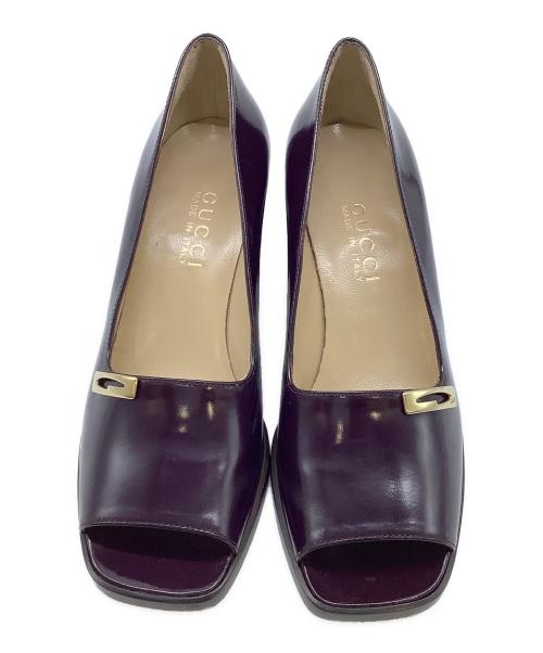 GUCCI（グッチ）GUCCI (グッチ) オープントゥーパンプス パープル サイズ:37の古着・服飾アイテム