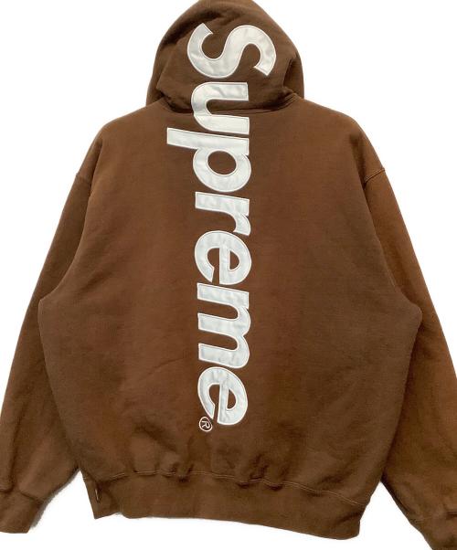 SUPREME（シュプリーム）Supreme (シュプリーム) satin applique hooded sweatshirt ブラウン サイズ:Mの古着・服飾アイテム