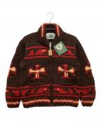 CANADIAN SWEATERカナディアンセーター）の古着「厚手カーディガン」｜レッド×ブラウン